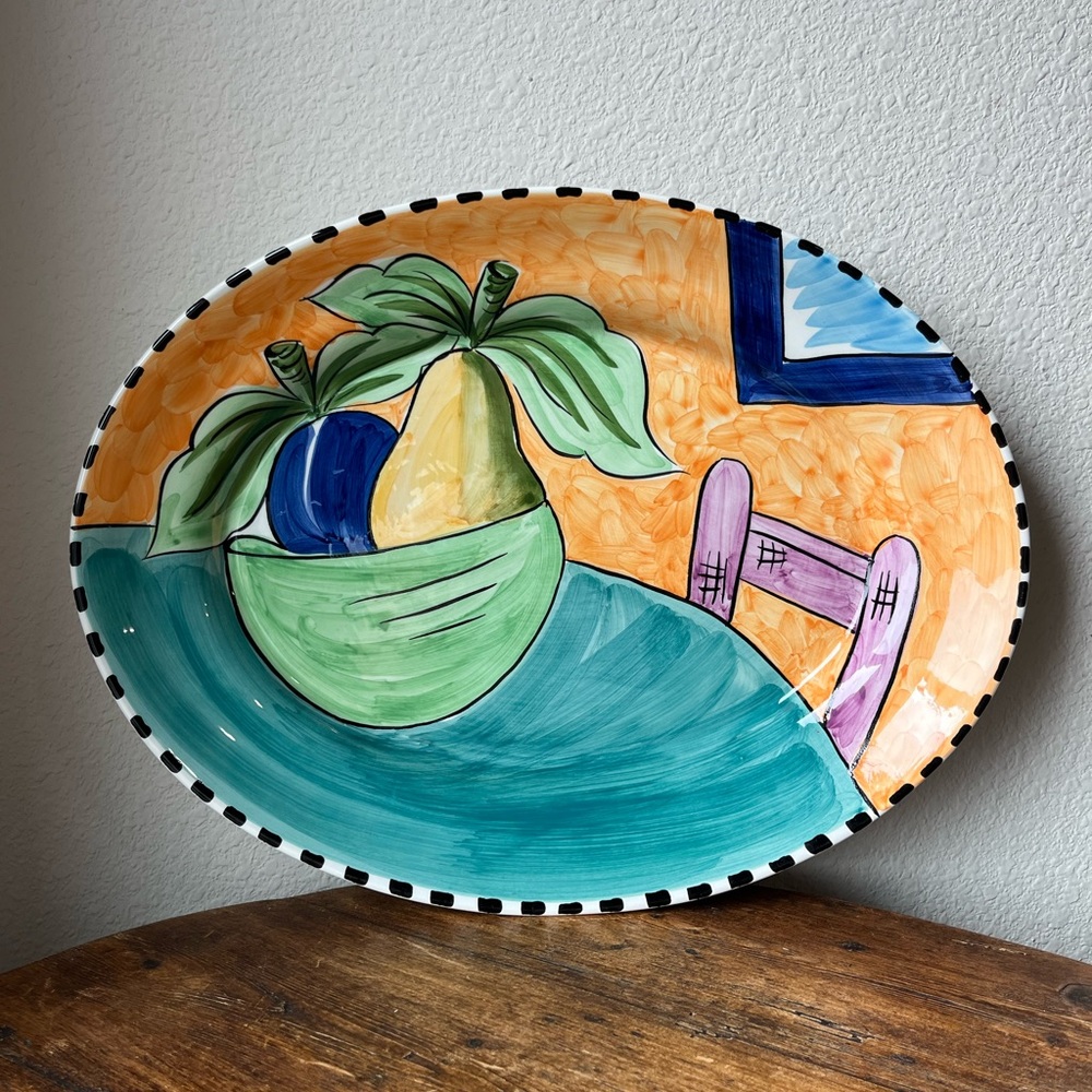 Alcobaca Portugal Platter With Fruit design